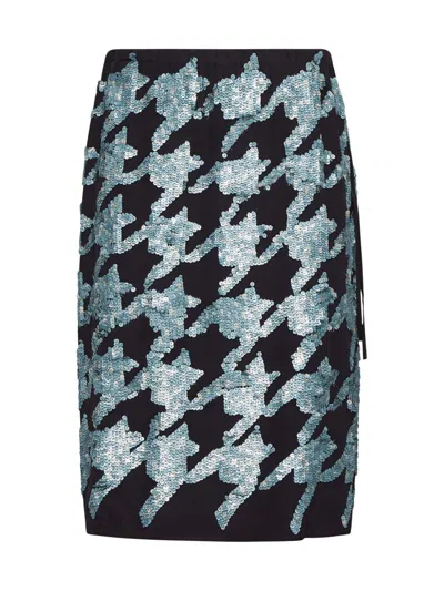 Dries Van Noten Sequined Houndstooth Silk Midi Skirt In Purple