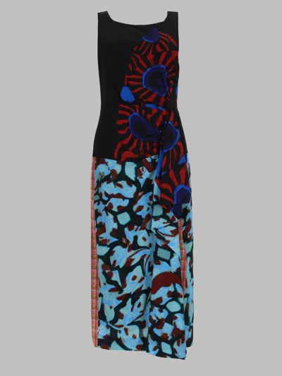 Dries Van Noten Sleeveless Abstract Print Midi Dress In Multicolour