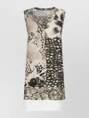 Dries Van Noten Sleeveless Animal Print Cotton Top In Gray