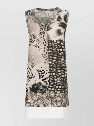 DRIES VAN NOTEN SLEEVELESS ANIMAL PRINT COTTON TOP