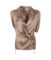 Dries Van Noten Clematis Sleeveless Wrap Blouse With Ruffle Details In Nude