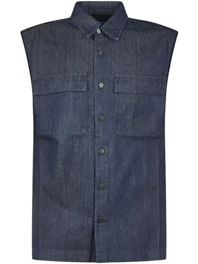 Dries Van Noten Sleeveless Blue Denim Shirt