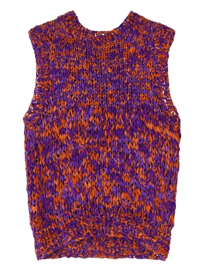 Dries Van Noten Sleeveless Cotton Sweater In Purple