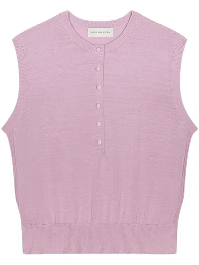 Dries Van Noten Sleeveless Cotton Vest In Pink