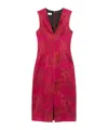 Dries Van Noten Delina Distressed Cotton-blend Jacquard Midi Dress In Red