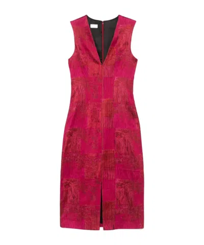Dries Van Noten Delina Distressed Cotton-blend Jacquard Midi Dress In Pink