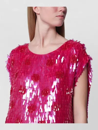 Dries Van Noten Sleeveless Sequin Dress Round Neckline Relaxed In Red
