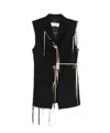 Dries Van Noten Sleeveless Wool Jacket With Contrasting Drawstring And Tailored Cut In Black