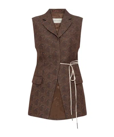 Dries Van Noten Sleeveless Vest In Brown