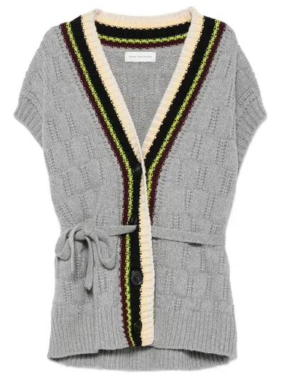 Dries Van Noten Sleeveless Wool Cardigan In Gray