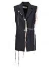 Dries Van Noten Sleeveless Wool Jacket With Contrasting Drawstring And Tailored Cut In Black
