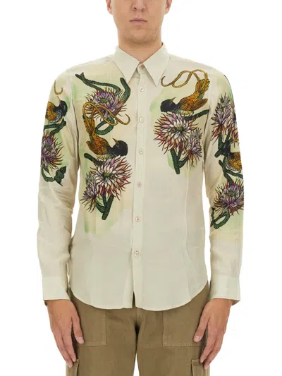 Dries Van Noten Slim Fit Printed Shirt With Tailored Silhouette In Yellow
