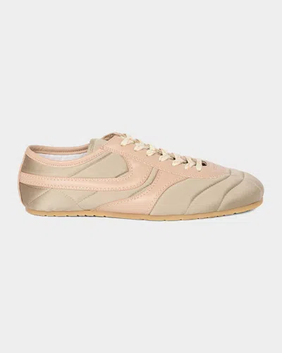 Dries Van Noten Slim Satin & Leather Low-top Sneakers In Multi