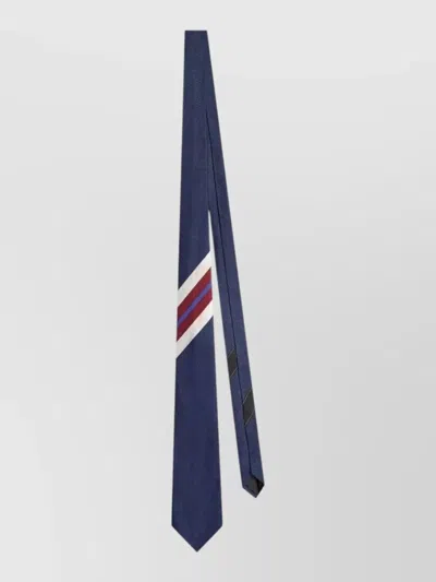 Dries Van Noten Slim Striped Tie Narrow Silhouette Design In Blue