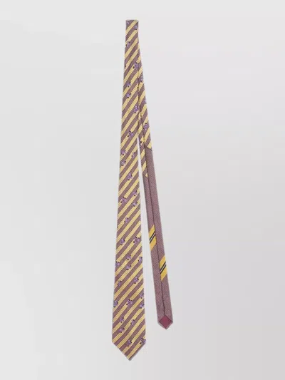 Dries Van Noten Slim Tie Floral Striped Patterned Design In Multi