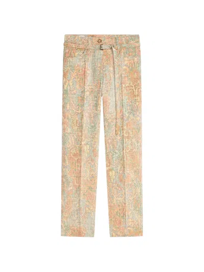Dries Van Noten Slim-leg Jacquard Pants In Brown