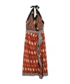 Dries Van Noten Sole Printed Ruffle Midi Skirt In Brown