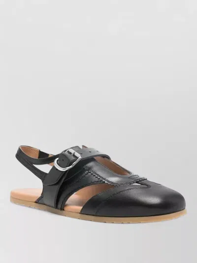 Dries Van Noten Slingback Flat Sole Open Toe Sandals In Black