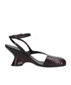 Dries Van Noten Snake-effect 75 Leather Wedge Sandals In Brown