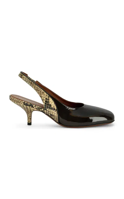 Dries Van Noten Slingback Leather Pumps In Multi