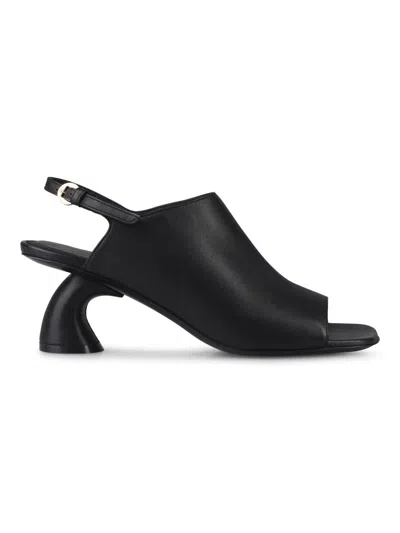 Dries Van Noten Leather Slingback Mule Sandals In Black
