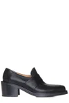 Dries Van Noten Calfskin Heeled Penny Loafers In Black