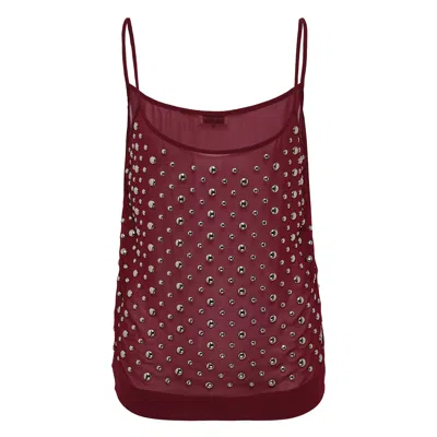 Dries Van Noten Slip Top With Metal Embellishment In Burgundy