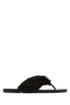 Dries Van Noten Gray Calf-hair Flip Flops In Brown