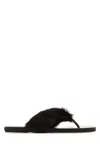 Dries Van Noten Gray Calf-hair Flip Flops In Brown