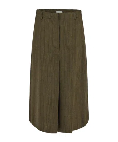Dries Van Noten Slit-detailed Midi Skirt In Green