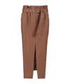 Dries Van Noten Seaches Pleated Wool-gabardine Midi Skirt In Brown