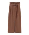 Dries Van Noten Seaches Pleated Wool-gabardine Midi Skirt In Taupe