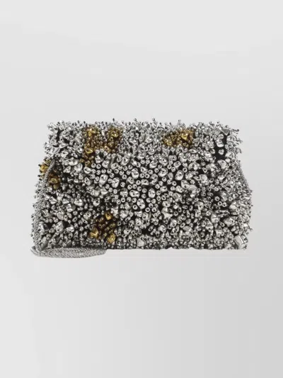 Dries Van Noten Small Chain Strap Beaded Clutch Bag