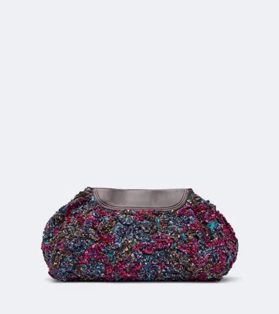 Dries Van Noten Small Embellished Leather-trimmed Clutch In Multicoloured