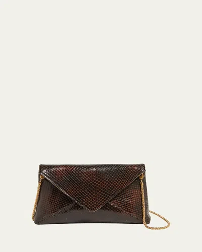 Dries Van Noten Small Embossed Leather Envelope Clutch Bag In Brown