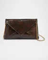 Dries Van Noten Small Embossed Leather Envelope Clutch Bag In Brown