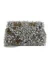 Dries Van Noten Small Embroidered Envelope Clutch In Silver