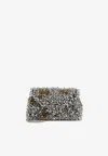Dries Van Noten Silver Leather Small Embroidered Envelope Clutch In Silver