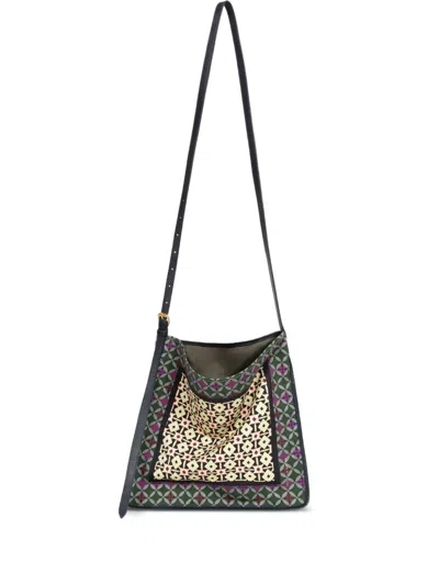 Dries Van Noten Small Geometric-pattern Scarf Bag In Green