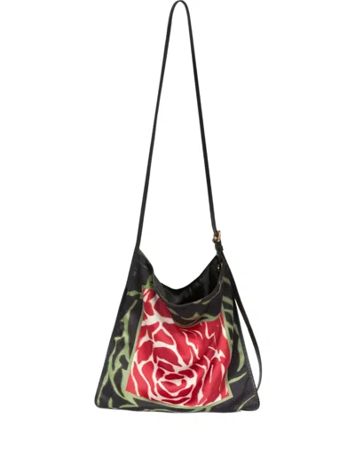 Dries Van Noten Small Graphic-print Shoulder Bag In Green