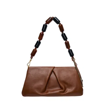 Dries Van Noten Small Pleat Clutch With Detachable Strap In Brown