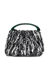 Dries Van Noten Small Pleated Jacquard With Resin Handle Bags In Black