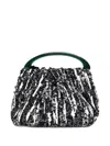 Dries Van Noten Small Pleated Jacquard With Resin Handle Bags In Black