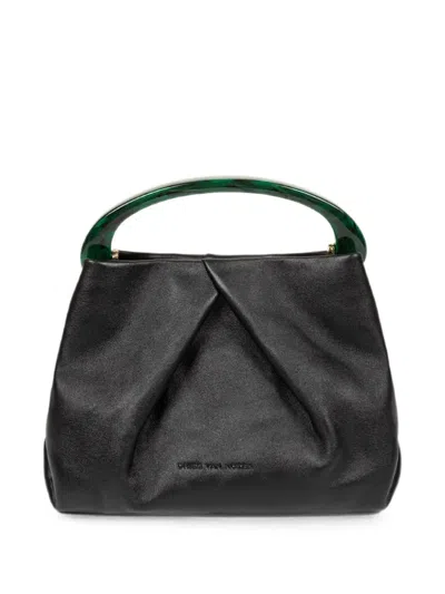 Dries Van Noten Small Pleated Leather Bag In White