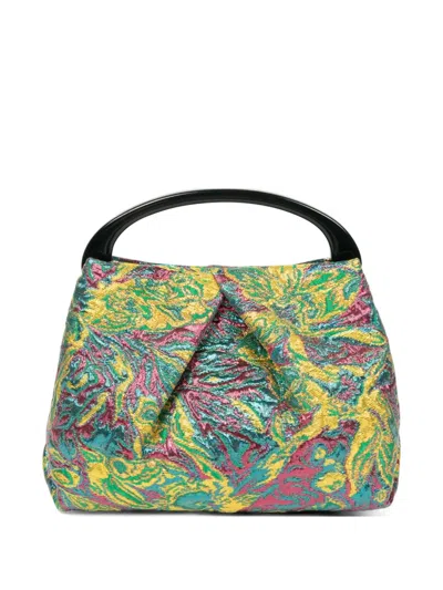 Dries Van Noten Small Print Tote Bag In Green