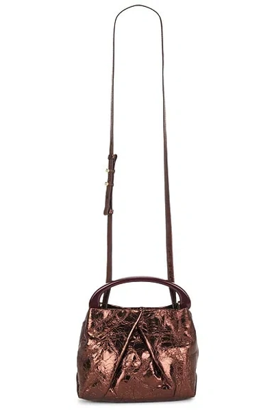 Dries Van Noten Small Resin Handle Fold And Crossbody Bag In Mid Brown
