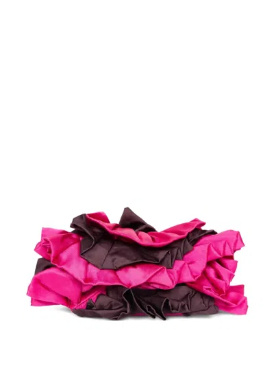 Dries Van Noten Small Ruffle Satin Clutch Bag In Pink