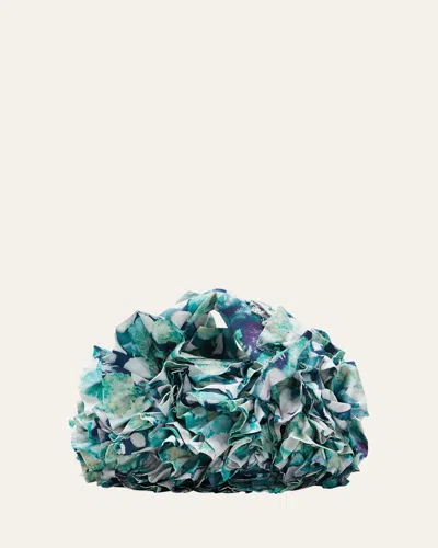 Dries Van Noten Small Ruffled Tie Dye Tote Bag In Turquoise