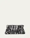 Dries Van Noten Two-tone Pleated Jacquard Clutch With Sequin Detail In Black