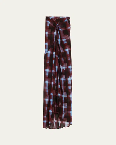 Dries Van Noten Smila Check Twisted Maxi Skirt In Multi